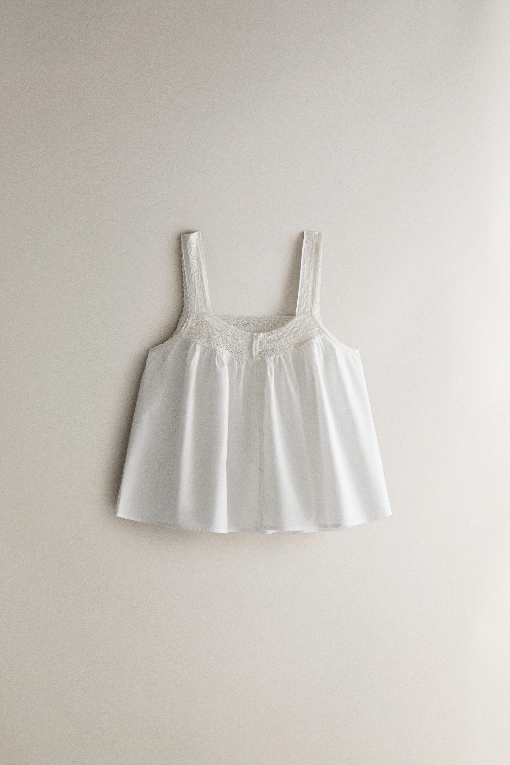 TOP BRETELLES COTON DENTELLE